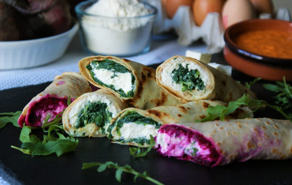 SAVOURY PANCAKES WITH BEETROOT & FETA OR SPINACH & FETA